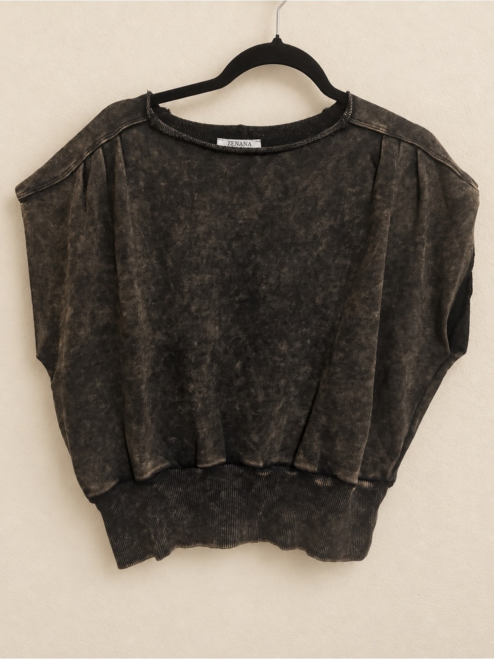 Zenana Outfitters Washed Black Short Sleeve Pullover - Picture 2 of 4